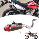 JFG RACING Dirt Bike Slip On Exhaust,Motorcycle Muffler Pipe Full Kit for CRF150F CRF230F 2003-2017/TAO TAO TBR7/HAWK 250-Red
