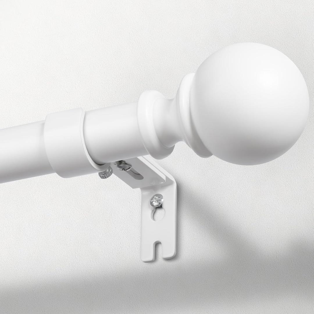 Zeerobee Curtain Rods for Windows 144 to 168, 1 Inch Adjustable Heavy Duty White Curtain Rod, Outdoor Indoor Room Divider Modern Drapery Pole, 144-168"