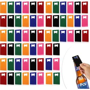 QTLCOHD 60 Pieces Credit Card Bottle Opener Stainless Steel Bottle Opener Bulk Metal Card Size Beer Bottle Openers for Wallet Pocket Wedding Party Favor (Mixed Color)