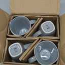 Elanze Designs Solid Color Pale Blue White Interior 16 ounce Matte Ceramic Mugs Matching Set of 4