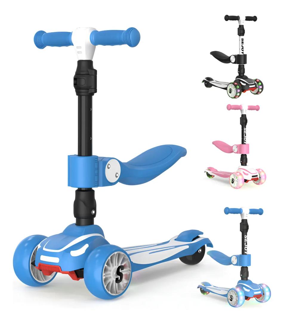 Sejoy Baby Scooter 2-8 Years with LED Wheels Adjustable Height Foldable Design 