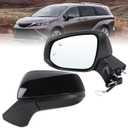 Left Driver Side Mirror Compatible With 2021 2022 2023 2024 2025 Toyota Sienna With Manual Folding Power Glass Heated Bilnd Spot Black Replace#8794008190(6Pins)