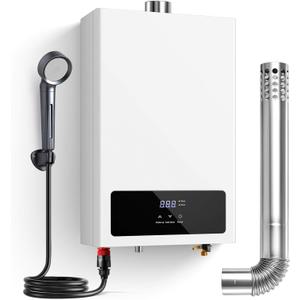 SNDOAS Tankless Water Heater,16L On Demand Water Heater Natural Gas, 4.23 GPM 85,300BTU Instant Hot Water, LED Display, Indoor Installation, 2-3 Point Use for Family Bathroom Kitchen,White