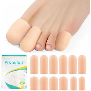 Promifun Silicone Toe Protectors,6 Pairs Soft Gel Toe Protectors for Men & Women-Toe Caps for Foot Pain Relief-Toe Sleeves for Ingrown Toenails, Corns, Calluses, Blisters(Skin Color+2L+3M+1S)
