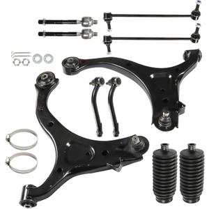 10Pcs Front Suspension Kit Front Lower Control Arm with Ball Joint Sway Bar Link Tie Rod End Replacement for Hyundai Santa Fe 2007-2012 Replacement for Kia Sorento 2011-2013