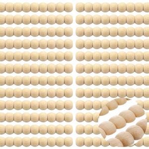 24 Pcs Decorative Beaded Wood Trim Half Wooden Beads Trim Molding 9.84 Inch Unfinished 3D Cute Decorative Bead Pearl Wood Molding for Home DIY Craft Wall Furniture Door Mirror Cabinet(25 mm)