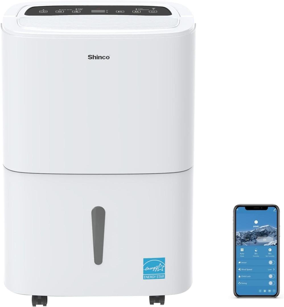 80 Pints Energy Star Dehumidifier with Drain Hose and WIFI for Large Spaces up to 5,000 Sq.Ft, Auto Defrost & Continuous Drainage - Ideal for Home Basements, Bathroom, and Bedroom