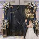 20ft x 10ft Wrinkle Free Black Backdrop Curtains for Parties, 4 Panels 5x10ft Silky Polyester Black Photo Backdrop Drapes for Wedding Graduation Birthday Party Photography Background