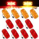 Partsam 11Pcs Upgrade Double Bullseye Amber/Red 16LED Marker Lights with Reflector Cup, Side Marker Clearance Lights with Bullet Connectors for Trailer RV Camper Motorhome, 12V, (4 Amber + 7 Red)