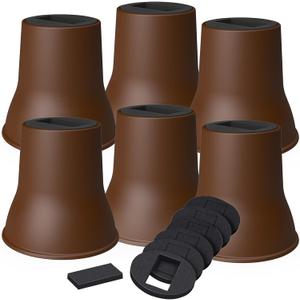 MYMULIKE Bed Risers 6 Inch, 6 Pack Heavy Duty Bed Furniture Risers, Lift Up to 2200lbs Round Couch Risers for Sofas, Couches, TV Stands and Chairs (Brown)