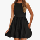 PRETTYGARDEN Summer Dresses for Women 2025 Casual Sleeveless Tank Mini Short Dress Crew Neck Bubble Sundress with Pockets, Size M