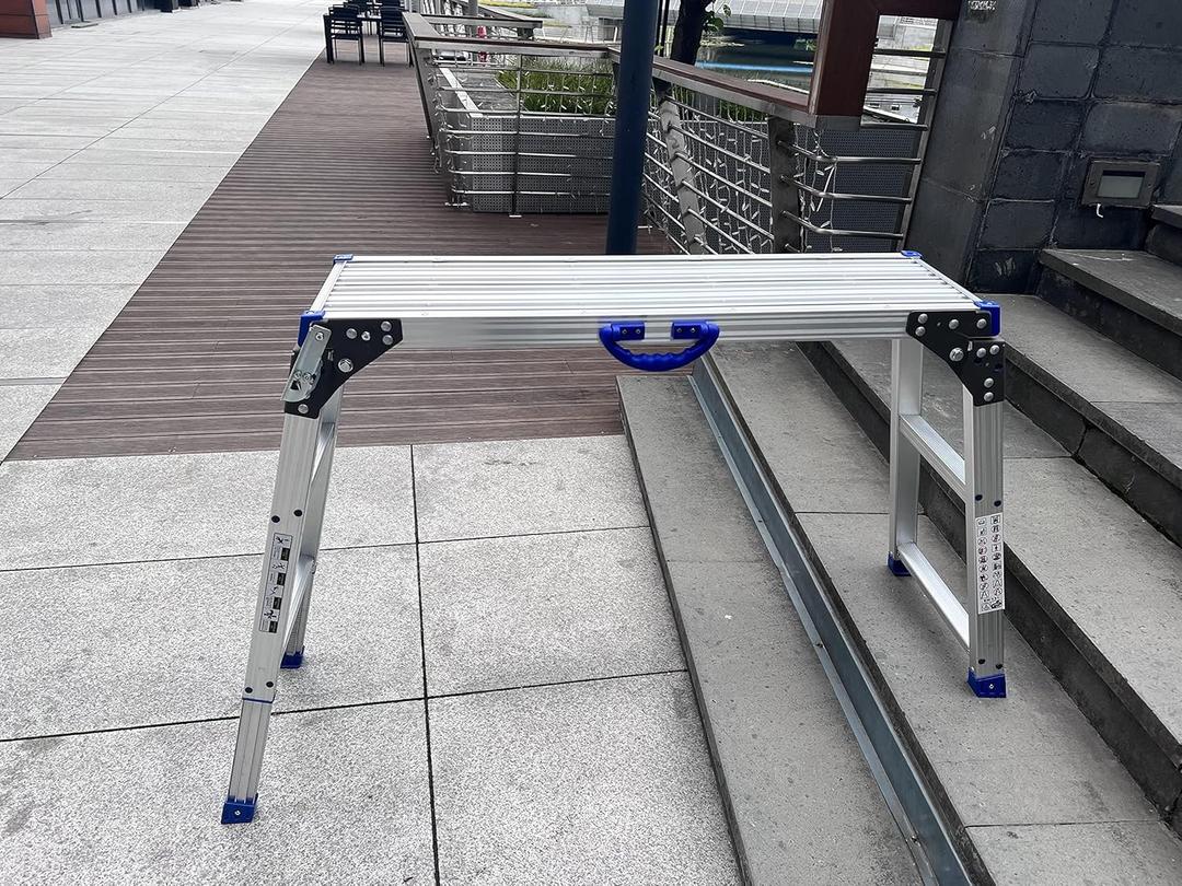 LEADALLWAY Work Platform 39"x12",50 Gear Adjustable Height 25 to 35 inches Portable Folding Aluminum Step Ladder of Capacity 330 Lbs Heavy Duty (Adjustable 12"(W) x 39"(L))