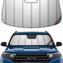 Pigenius Windshield Sunshade for Ford Explorer 2020-2025, Metallic Silver Finish