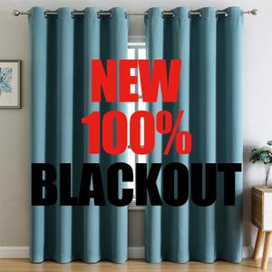 G2000 100% Blackout Curtains for Bedroom & Living Room - 95 Inch Long Teal Grommet Curtains, Room Darkening, Thermal Lined, Insulated, Light Blocking, Noise Reducing - 2 Panel Set