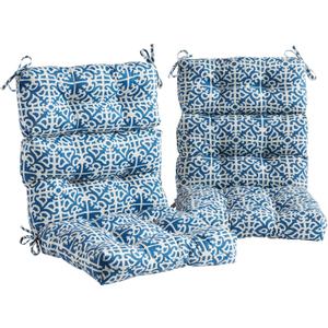 Greendale Home Fashions Outdoor 44 x 22-inch High Back Chair Cushion, Set of 2, Azure 2 Count