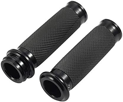 Benlari Motorcycle Black Hand Grips 1 Inch Handlebar Grips Electronic Throttle Universal Compatible with Harley Davidson Touring Softail Road Street Glide Road King 2008-2024