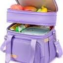 MAPLELILY Lunch Box for Men Women - Double Deck Insulated Lunch Bag, Large Leak Proof Tote Cooler, Wide Open Dual Compartment Lunch Bags with Shoulder Strap, For Work Picnic Hiking Beach, Purple