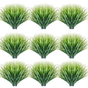 JEMONG 30 Bundles Artificial Grasses Outdoor UV Resistant Fake Grasses No Fade Faux Plastic Plants Garden Porch Window Box Decorating