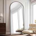 Floor Length Mirror, 76"x34" Arch Full Length Mirror Hanging or Leaning, Body Mirrors with Stand, Arched-Top Wall Mounted Mirrors with Aluminum Frame for Bedroom (Black)