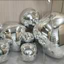 Silver Birthday Decorations with 16pcs Large 4D Foil Balloons in Different Size (10-50 Inch) + 6pcs 18" Heart Balloons + 16 Happy Birthday Banner for Bday, Wedding Bridal Decoration (Silver)