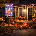 Breling Light up Halloween Garden Flag Double Sided Porch Goose Flag Solar Light LED Happy Halloween Goose Flags Seasonal Funny Yard Decorations for House Porch Patio Lawn Outside Decor, 12 x 18 Inch