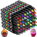 48 Acrylic Paint Markers, Acrylic Paint Pens with Brush Tip No-Bleed, Automatic Ink, Fabric Markers for Rock, Metal, Glass, Wood, Canvas, Ceramic, Plastic, DIY Craft, Art Supplies