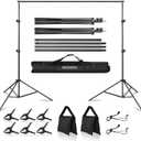 Backdrop Stands, MSKIRA Photo Backdrop Stand Kit 10ft X 7.5ft, Back Drop Adjustable Stand, Background Support System for Studio Portrait Photoshoot, Wedding Parties, with Clamps, Sandbags, Carry Bag