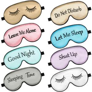 8 Pieces Funny Sleep Mask Silk Eye Mask with Adjustable Strap Soft Cute Blackout Blindfold Eye Cover for Women Men Full Night's Sleep, Travel, Nap, Meditation(Elegant Colors)