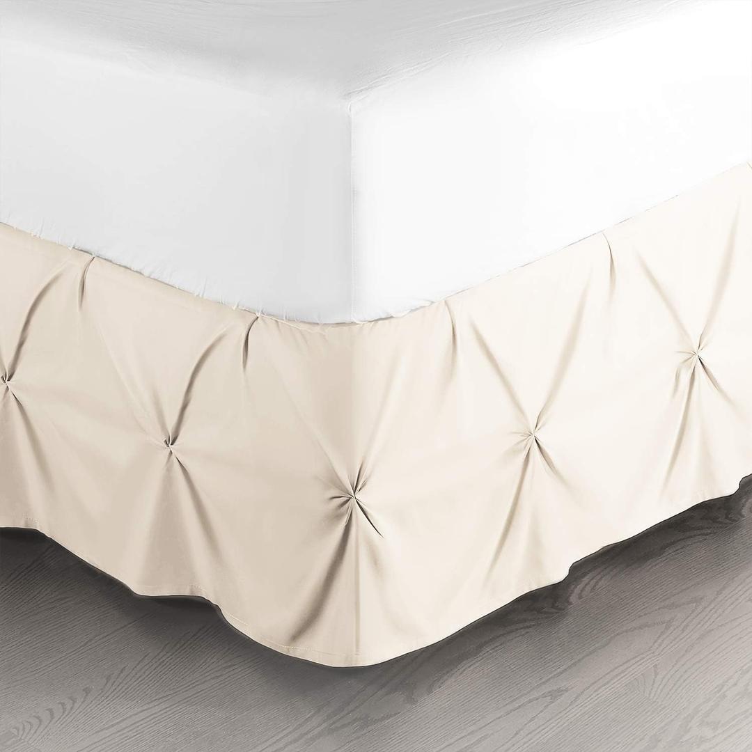 Nestl Beige Cream Bed Skirt Twin Size, Pinch Pleat Twin Bed Skirt, 14" Inch Drop Twin Bedskirt, Hotel Quality Beige Cream Bed Skirts, Microfiber Bedskirt for Twin Bed, Beige Cream Twin Bed Skirt