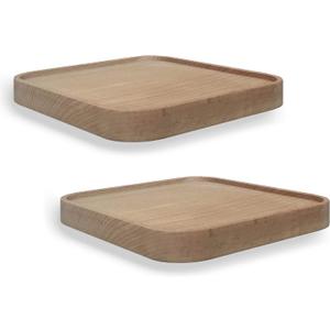 Raft Floating Shelf Wood Round Wall Mounted Showcase Wall Shelf Hanging Planter Storage Wooden Shelf for Plants Photo Candle Invisible Wall Decoration Design Set of 2 (Square 7.09 inch)