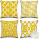 OTOSTAR Set of 4 Waterproof Throw Pillow Covers 18x18 Inch Farmhouse Geometric Square Pillow Cases for Couch Patio Furniture Balcony Garden Outdoor DecorationGeometry40-Yellow