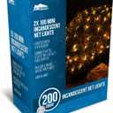 Joiedomi 2-Pack Christmas Net Lights,100 Warm White Net Lights for Indoor & Outdoor Christmas Decorations, Events, Eve Night Decor, Tree, Bushes