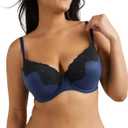 Maidenform Women's Comfort Devotion Your Lift Underwire Bra With Lace Trim, Convertible Straps (38D, Navy Eclipse/Black)