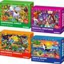 QUOKKA 100 Piece Puzzles for Kids Ages 4-6 - 4 Jigsaw Puzzles for Kids Ages 6-8 - Search and Find Observational Nocturnal Life for Childrens 5-8 - Learning Educational Toys for Boys and Girls 8-10