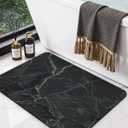 DEXI Bath Mat 16x24, Non Slip Quick Dry Rugs, Super Absorbent Ultra Thin Marble Bathmat, Washable Rubber Mats for Shower Floor, in Front of Bathtub, Sink, Bathroom Accessories Decor, Black