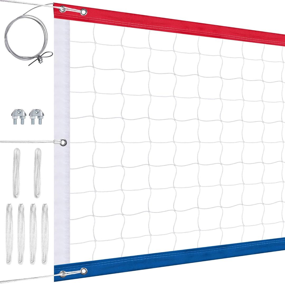 Volleyball Net Outdoor,Upgraded Professional Heavy Duty Weatherproof with Steel Cable,Thick Borders Regulation Size 32x3FT,Durable and Stable for Backyard