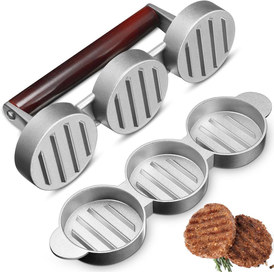 Mini Burger Press Small Meat Patty Maker Round Shape Press Patty Maker for Mini Hamburger, Barbecue, Picnic, Camping, Etc(Three 2.64-inch Molds)