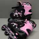 Kuxuan Skates Adjustable Inline Skates for Girls Women with Full Light Up Wheels Outdoor Fun Illuminating Skates for Kids and Adult, X-Large(Adult 8-10 US), Pink