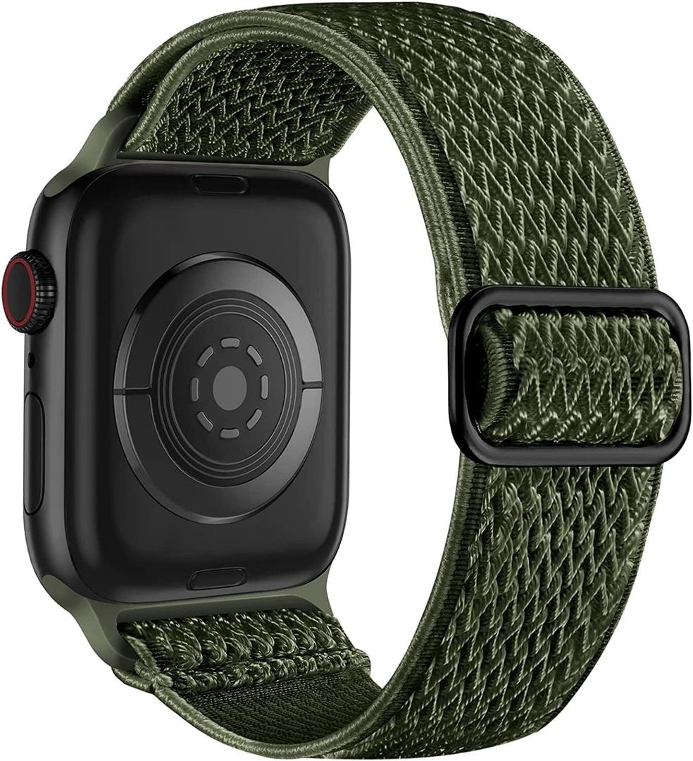 Lerobo Nylon Stretchy Solo Loop Watch Band, Compatible with Apple Watch Series 11-1, SE/Ultra 3 2 1 38/40/41/42/44/45mm/46mm/49mm, Adjustable Replacement Strap for Women Men