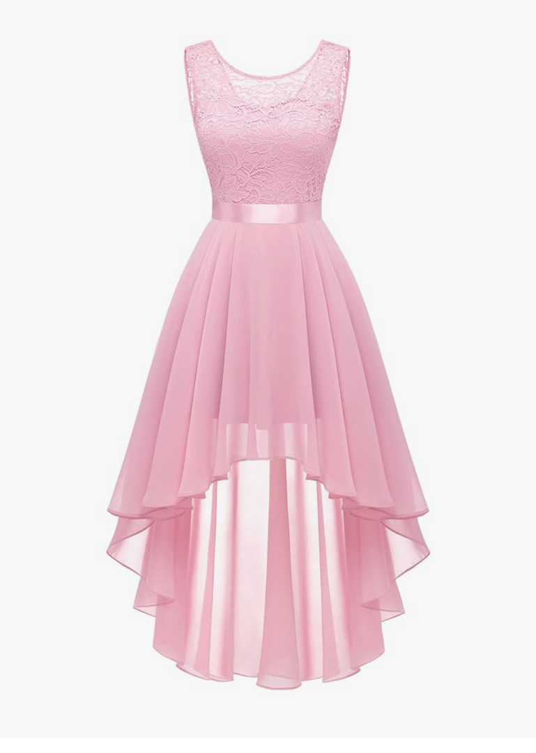 BeryLove Cocktail Prom Dresses 2025 Formal Wedding Guest Dresses Sleeveless Lace High Low Homecoming Dress, Size L