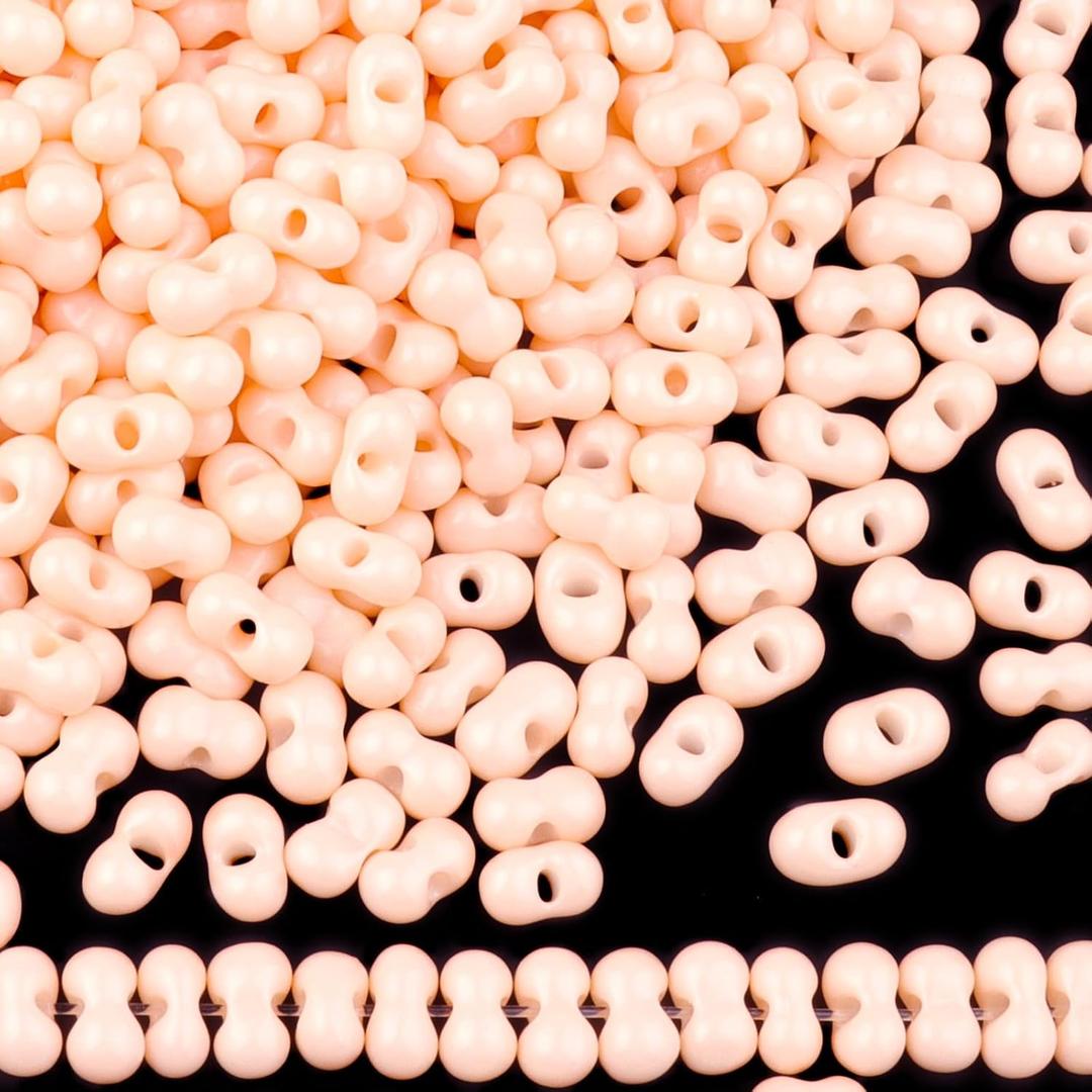 Yholin 1000pcs Glass Seed Beads Bulk, 3x6mm Peanut Shape Apricot Small Pony Beads for DIY Craft Projects Bracelets Necklace Jewelry Making