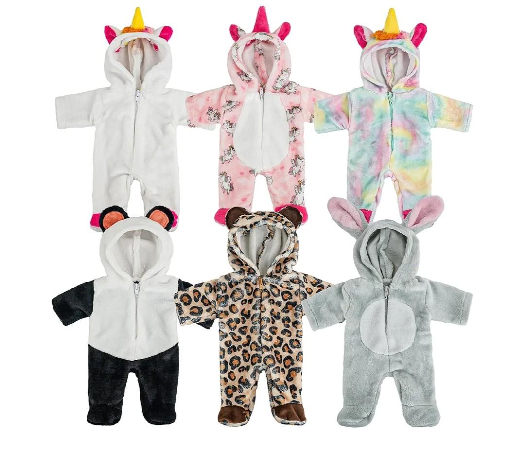 SMILESSKIDDO 6 Set Dolls Clothes Outfits Jumpsuits for 10 to 14 Inch New Born Babydoll, Animal Styling Baby Doll Clothes and Accessories for 10 12 14 Inch