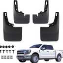 RMOURTEKK Mud Flaps Compatible with Ford F150 2024 2023 2022 2021 (Excludes Raptor Models) Without OEM Fender Flares Front & Rear Mud Guards Black Mud Guard Set(4pc Set)
