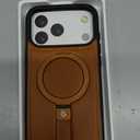 for iPhone 17 Pro Max Leather Case with Stand, Anti-Slip Grip Ring, Fits for MagSafe (Brown, iPhone 17 Pro Max)