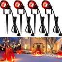 Rossesay 4 Pcs Christmas Red Spotlight Outdoor Plug in Landscape Lighting 12w Ip66 Waterproof LED Lights with Spiked Stand 270 Adjustable Outdoor Spot Lights for Yard Lawn Garden Tree Flags Holiday