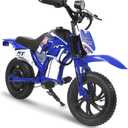 Kids Electric Motorcycle, 25.2V 300W Brushless Motor & Controller, 3 Speeds (10MPH, 8 Miles), LCD, LED, Moto Sound, Twist Grip, Dual Suspension & Brakes, for 3-10 yrs, 110 LB (Blue)