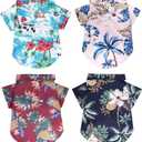 4 Pcs Dog Summer Shirts Floral Hawaii Dog Shirt Pet Clothes for Small  Dog Cats Boy Girl