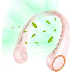 Portable Neck Fan, Hands Free Bladeless Fan, 360 Cooling Personal Fan,Wearable Quiet Fan for Outdoor Indoor, Birthday Gifts for Men Women Mom Dad, 4000mAh Battery USB Rechargeable, 3-Speeds (Pink)
