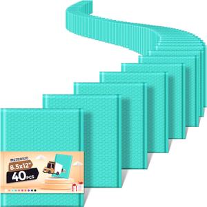 METRONIC Bubble Mailers 8.5 x 11 Inch 40 Pack Teal Waterproof Bubble Mailer Padded Envelopes Cushioning Poly for Christmas Gift, Clothes, Makeup, Books, Small Business Supplies