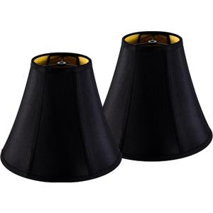 GO&SO Black Bell Lamp Shades Set of 2 Medium Lamp Shade 6" Top x 13" Bottom x 10.6" High(Spider) Traditional Lamp Shade for Table Lamp & Floor Lamp - Side Ribbing Hand Crafted Lampshade Replacement